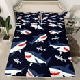 thumbnail image 2 of Erosebridal Funny Shark Bed Sheets Set Queen Size, Kawaii Sealife Bed Sheets Queen, Cartoon Ocean Queen Sheet Sets, Ultra Soft Bedroom Decor, 4pcs, 2 of 7