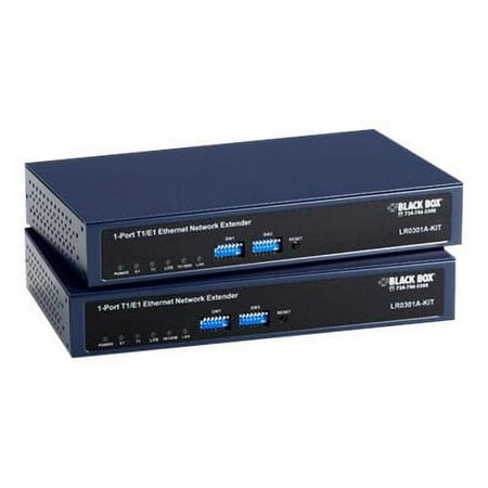 UPC: 0822088077497 | Black Box Ethernet Extender – Short-haul modem – 100Mb LAN – 10Base-T  100Base-TX – RJ-48 – T-1/E-1 (pack of 2)