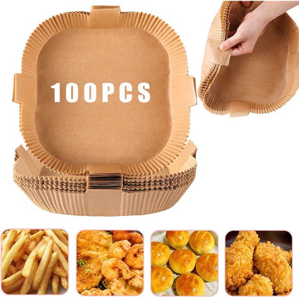 100PCS Air fryer Dispasable Paper Liner Square 7.9inch NonStick