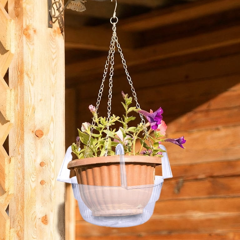 YATAV Hanging Basket Drip Pans (10-Pack) | Clear,Round (Diameter = Base  6.25",Top 8",Depth 3.25") Hanging Plant Tray Saucer with Built-in Hooks &  ...