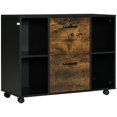thumbnail image 1 of Rustic Brown Mobile File Cabinet with Lockable Drawer & Open Shelves - Printer Stand for Office, Living Room, or Home Workspace - 31.5” W x 24.4” H, 1 of 7