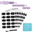 thumbnail image 4 of Mr. Pen- Chalkboard Labels, 150pcs, Assorted Shapes, White Chalk Marker & Small Towel, Sticker Labels for Storage, Bottle & Food Jars, 4 of 4