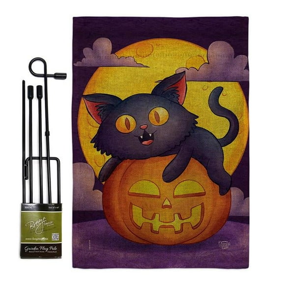 Ornament Collection GS190170-DB Halloween Kitty Falltime 13 x 18.5. in. Double-Sided Decorative Vertical House Garden Flag Set for Decoration Banner Yard Gift
