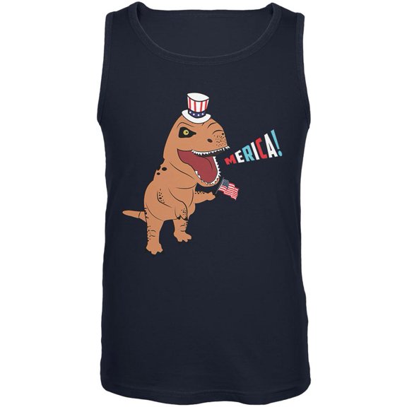 4th Of July Merica Patriotic T-Rex Dinosaur Mens Tank Top Navy 2XL