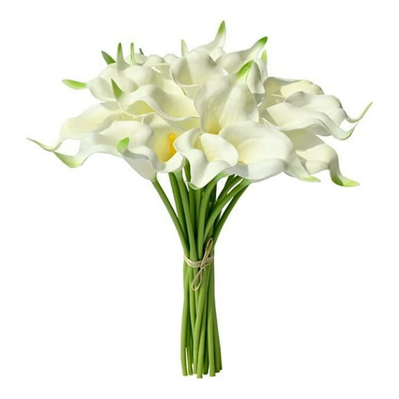 Lankey 20pcs White Flowers Artificial Calla Lily Real Touch Silk Flowers 13.5" Fake Flower Arrangements Calla Lily Bouquet for Wedding Party Home Decoration
