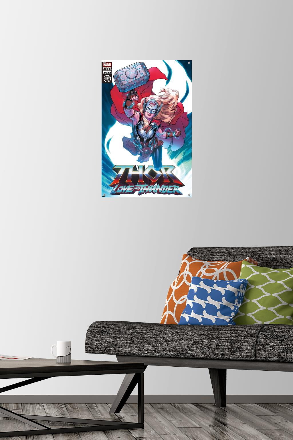 Marvel Thor: Love and Thunder - Mighty Thor Comic Wall Poster with Push Pins, 14.725" x 22.375"