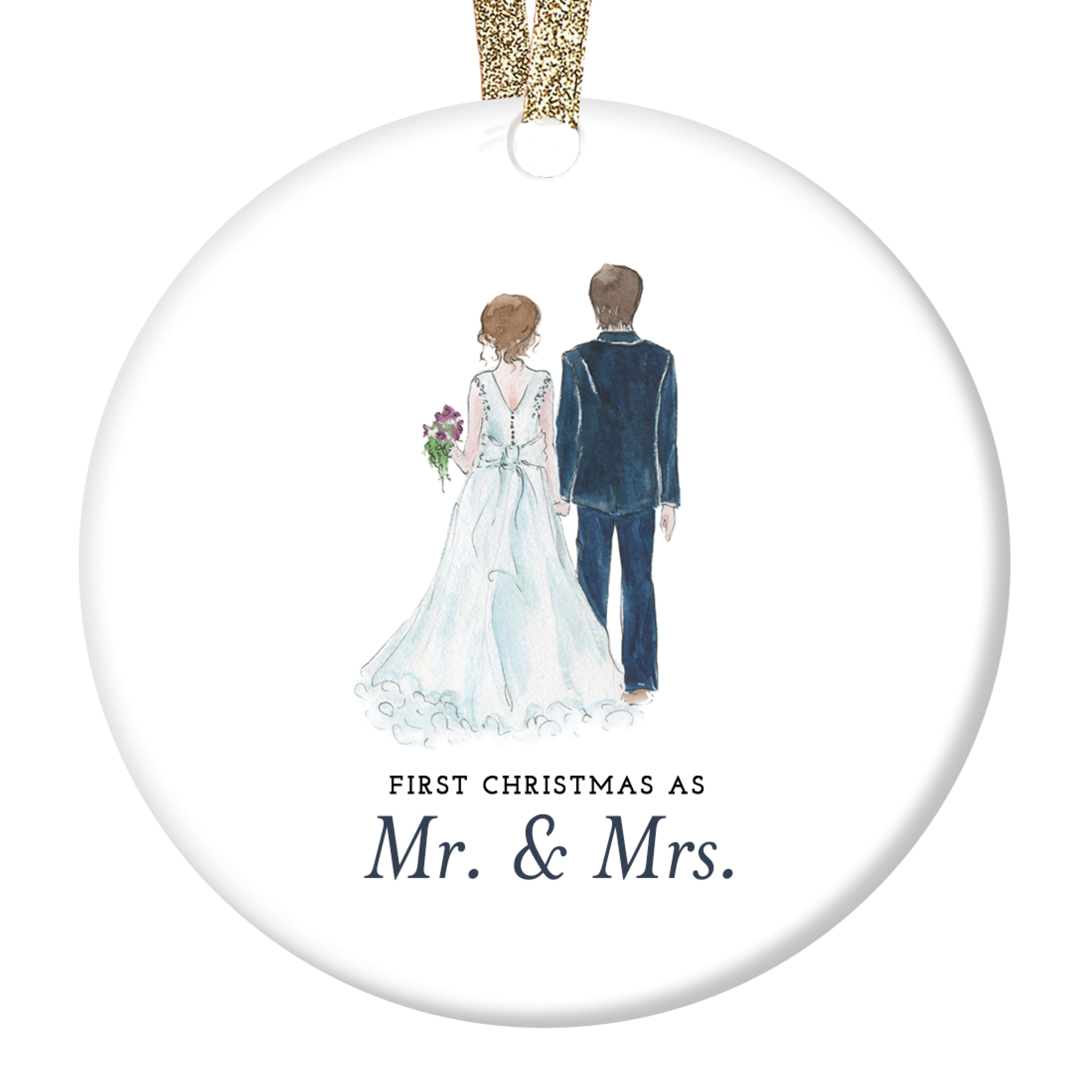 1st Christmas Married Modern Farmhouse Mr & Mrs Ornament 2019 wood slice ornament 3 First Gift for Newlywed Couple Bride Groom Rustic Present Keepsake Present