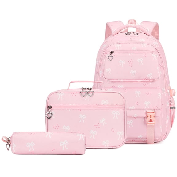 Fashionable Lightweight Bow Print Three Piece for Daily Casual Travel School