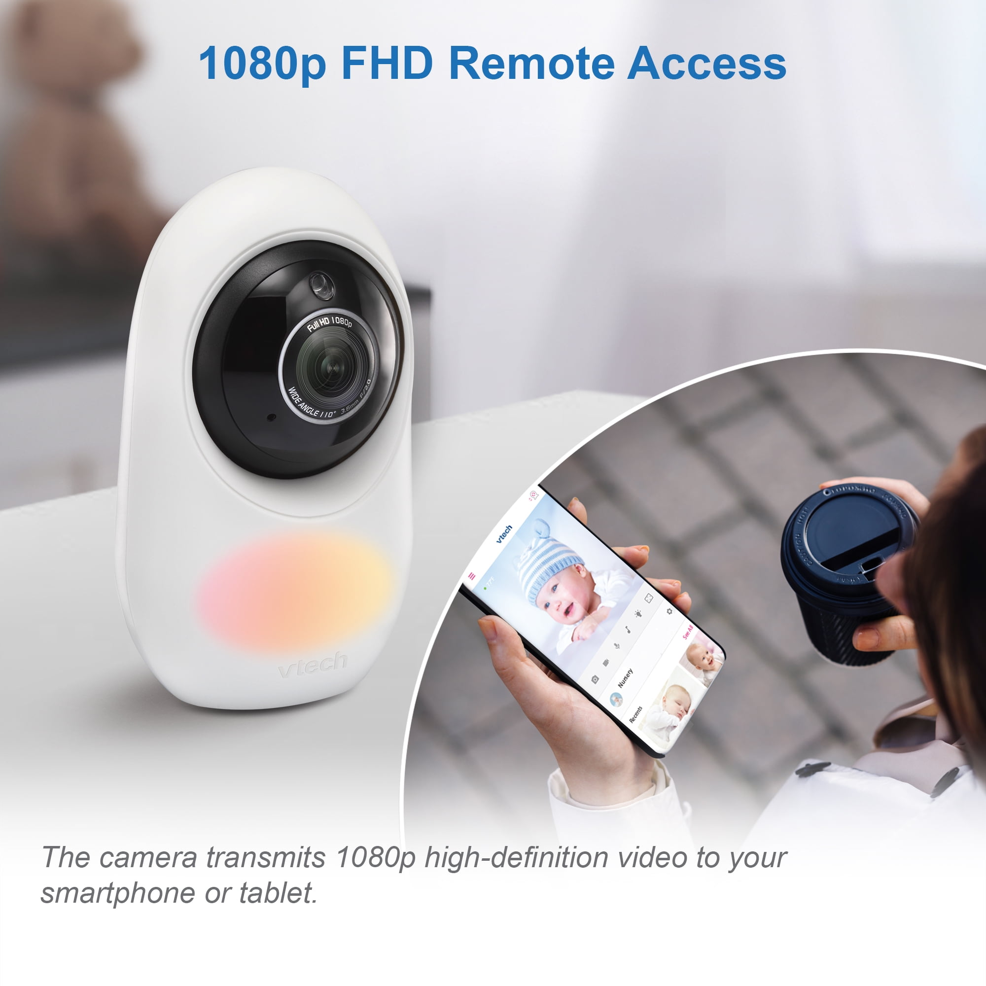 VTech Smart WiFi 1080p Video Monitor with Super-Slim 2.8 inch Portable Viewer, RM2851