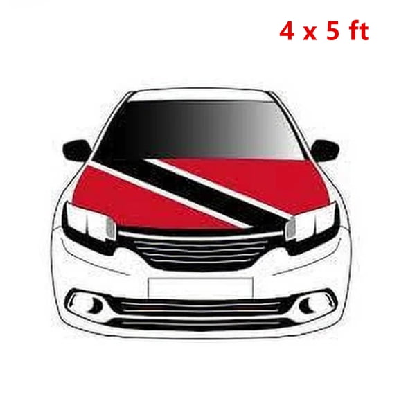 Trinidad & Tobago Car Hood Cover, Flag 4x5ft Car Bonnet Banner, Universal Fit, Elastic Polyester, Stretchable, Patriotic Automotive Hood Covers, Patriot Gifts