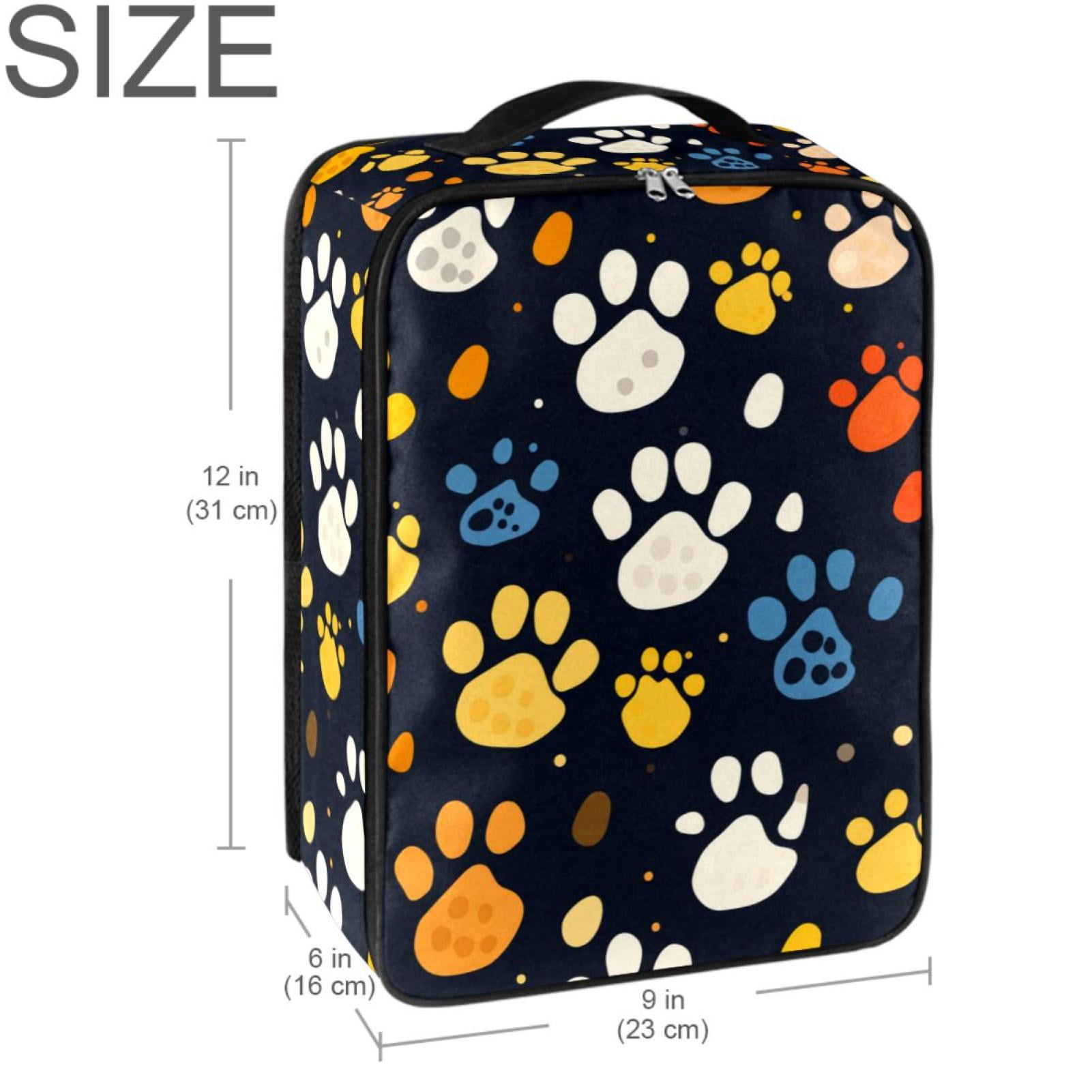Dog Paw Print Polyester Shoe Organizer Box 23x31cm/9x12in Closet Storage Solution for Footwear Organization