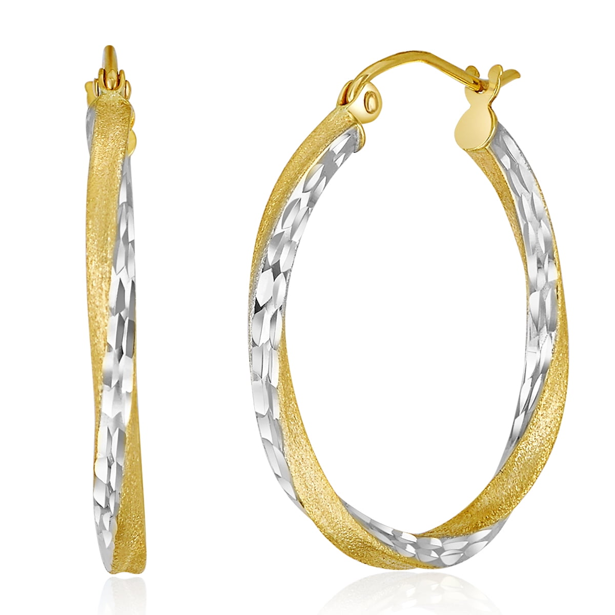 Wellingsale Ladies 14k Two Tone White and Yellow Gold Polished Diamond 