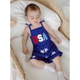thumbnail image 6 of BemeyourBBs Toddler Baby Girl 4th of July Overalls Romper Fourth of July Outfit Baby Girls Memorial Day Independent Day Clothes Summer Patriot USA Star Strap Tie Shoulder Ruffled Shorts Jumpsuit, 6 of 9