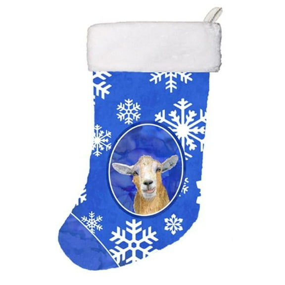 Goat Winter Snowflakes Holiday Christmas Stocking, 11 x 8 In.