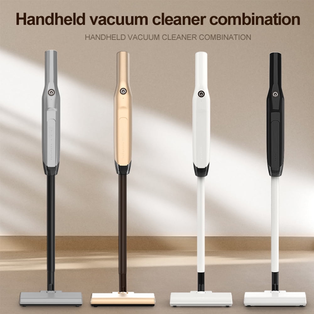 Cordless Push Vacuum Cleaner with Adjustable Handle Length, Powerful Suction, 3 Dust Removal Attachments, 2000mAh Long-Lasting Battery - For Home & Car Cleaning (White/Gray/Black)