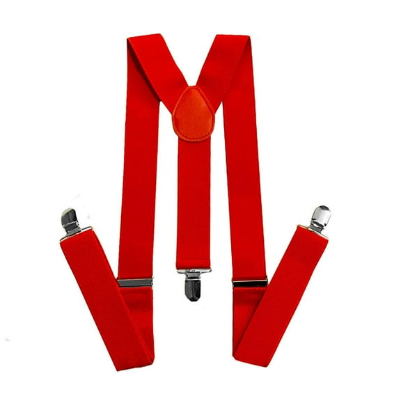KITPIPI Adjustable Polyester Elastic Suspenders Straps with Clips, Red