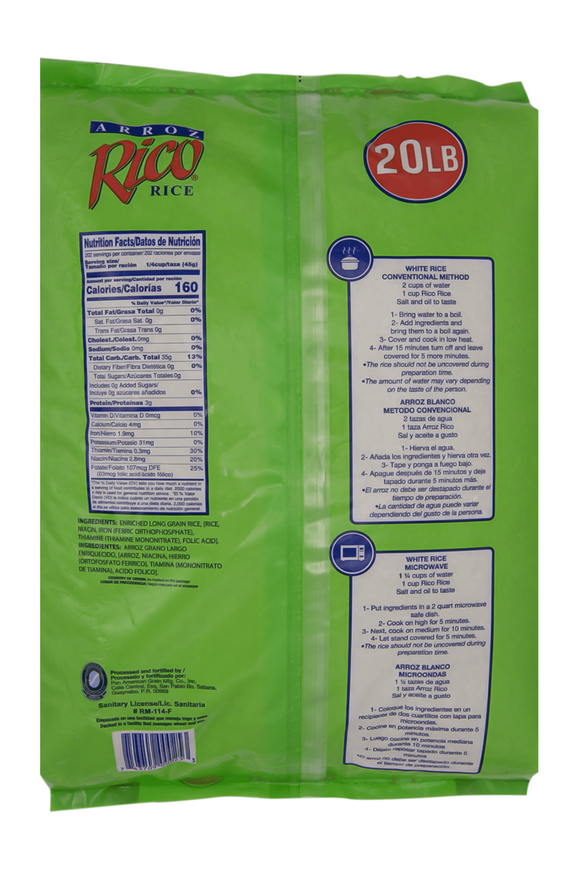 (3 pack) Rico Long Grain Rice, 20 lbs, No Allergens Contained