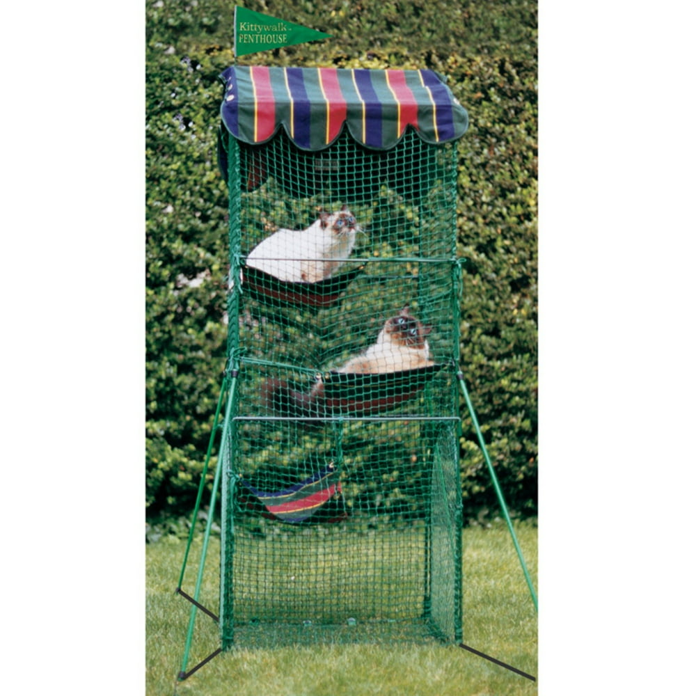 Kittywalk Penthouse Outdoor Cat Cage Enclosure, Green, 18" x 24" x 60
