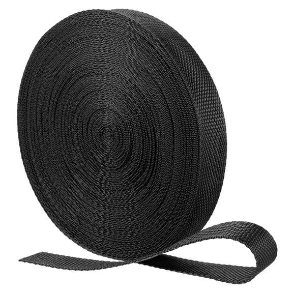 Nylon Webbing Strap, 22 Yards x 1" Polypropylene Flat Webbing Strap for Repairing DIY Crafting (Black)