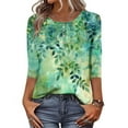 thumbnail image 7 of cocolona Womens Blouses Fall Button Crew Neck 3/4 Sleeve Tops Fashion Casual Loose Floral Print Shirts, 7 of 7