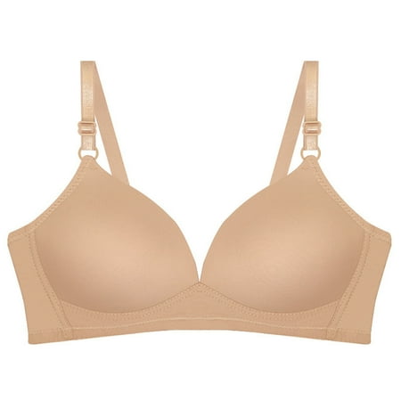 

SOOMLON Bras for Women Push Up Floral Gathered Daily Bra No Underwire Bra Gym Bras Girls Bra Beige L