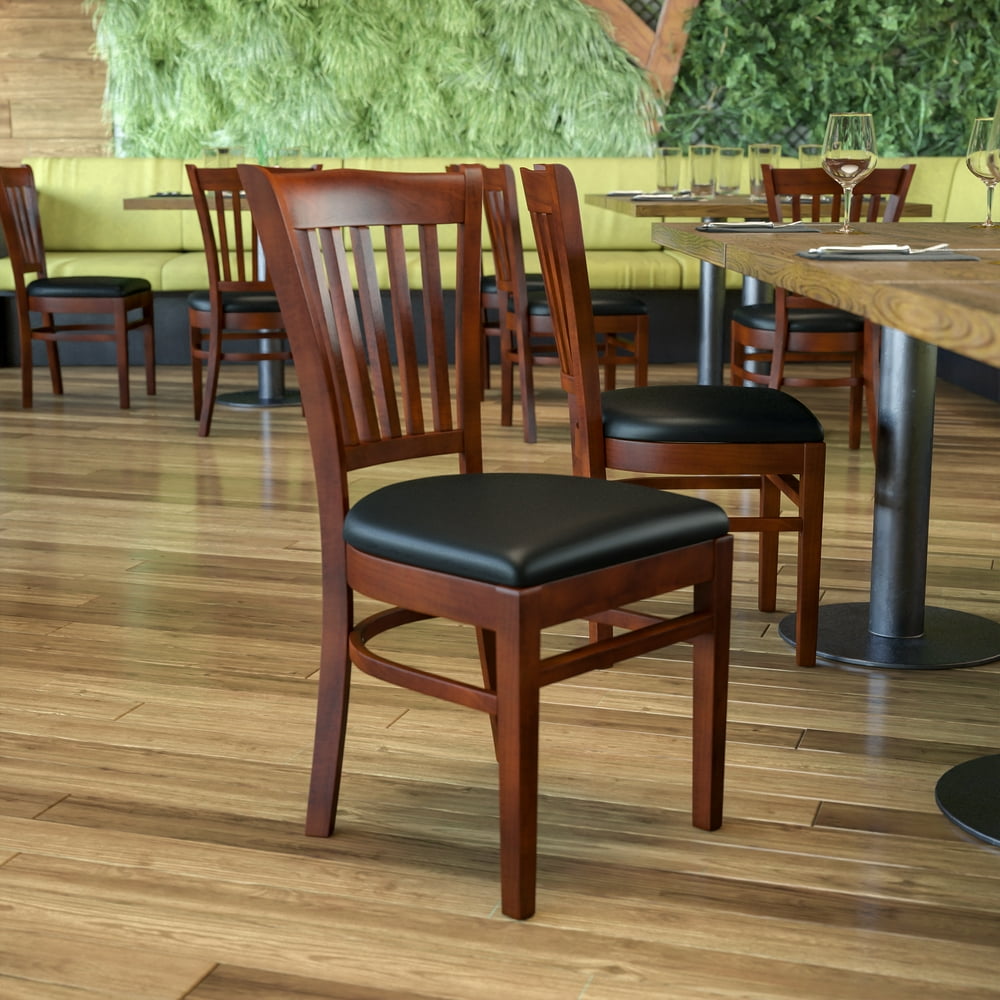 Flash Furniture Vertical Slat Back Mahogany Wood Restaurant Chair