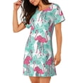 thumbnail image 2 of Easygdp Flamingo Camisón de manga corta para mujer, informal, estampado, 2 of 6