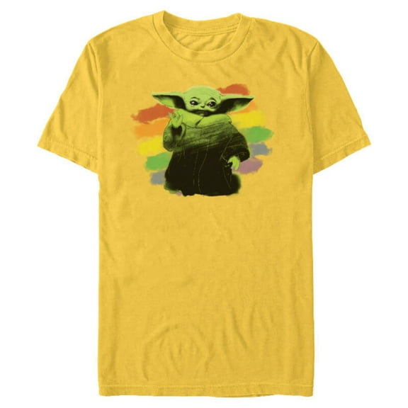 Star Wars The Mandalorian The Child Rainbow - Short Sleeve Blended T-Shirt for Adults - Customized-Yellow