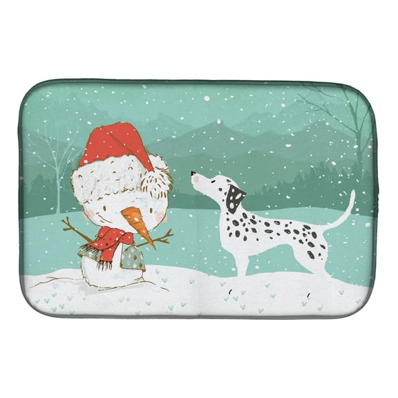 Dalmatian and Snowman Christmas Dish Drying Mat