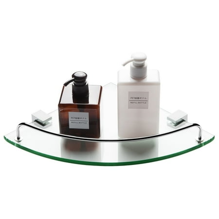 Bathroom Tempered Glass Corner Shelf Vdomus Stainless Steel