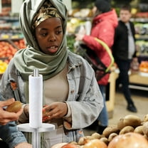 Masteelf Grocery Bag Holder Stand For Supermarket Heavy-Duty Plastic Shopping Bags Dispenser Stainless Steel Bag Roll Holder Stand Rack