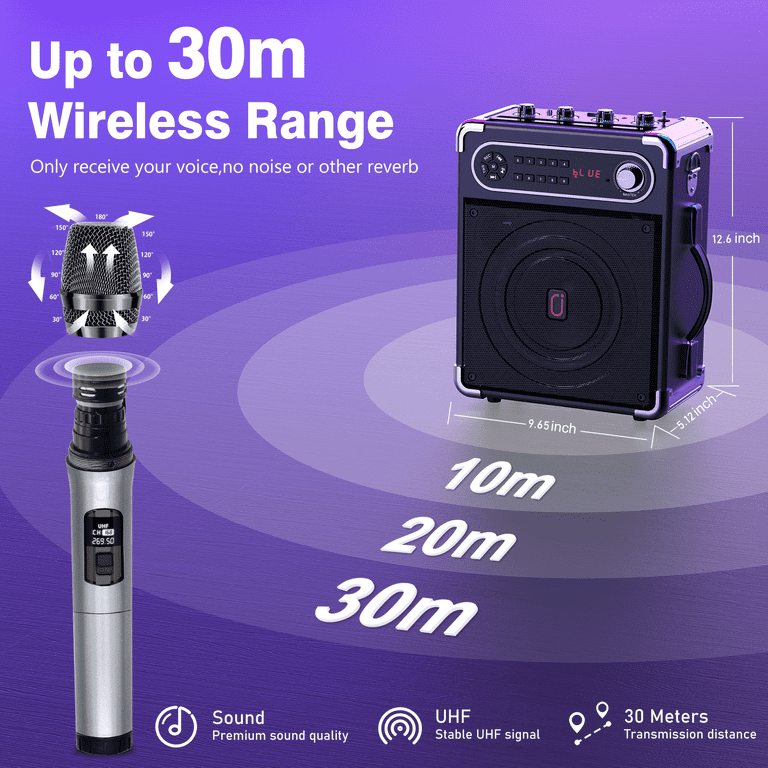 JYX Professional Karaoke Set, Bluetooth Speaker PA System