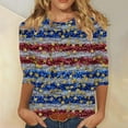 thumbnail image 2 of 4th of July Shirts for Womens 2025 Fashion American Flag Graphic Tees Independence Day Cute Patriotic T-Shirts Gradient USA Flag Star Stripes Print Tunic 3/4 Sleeve Plus Size Tshirts Comfy Outfits, 2 of 5