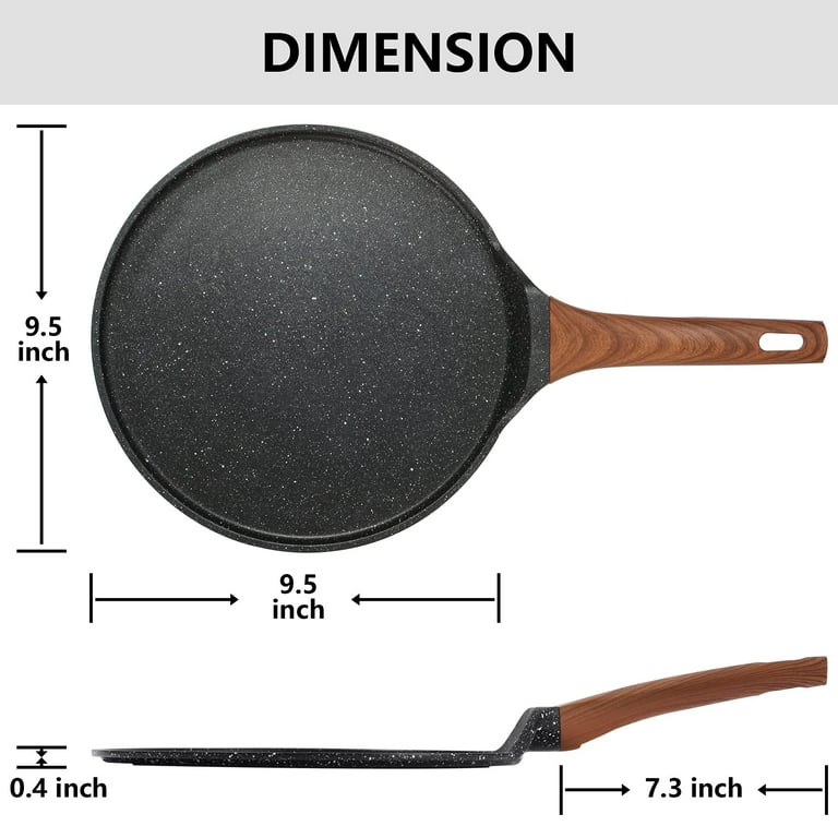 Flat Skillet, Frying Pan, Non Stick Crepe Pan With Spreader