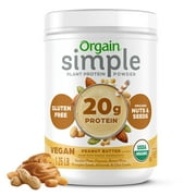 Orgain Simple Organic Vegan 20g Protein Powder- Plant Based, Non-GMO, Peanut Butter 1.25lb