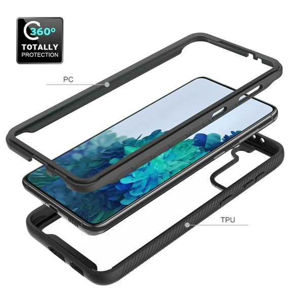 Xpm Case for Samsung Galaxy S21 Fan Edition /FE Hybrid Clear Shockproof Dual Layer Hard Rugged PC and Soft TPU Bumper Frame Back Cover for Galaxy S21 FE - Black