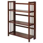3-Shelf Folding Stackable Bookcase 27.5 Wide-Walnut