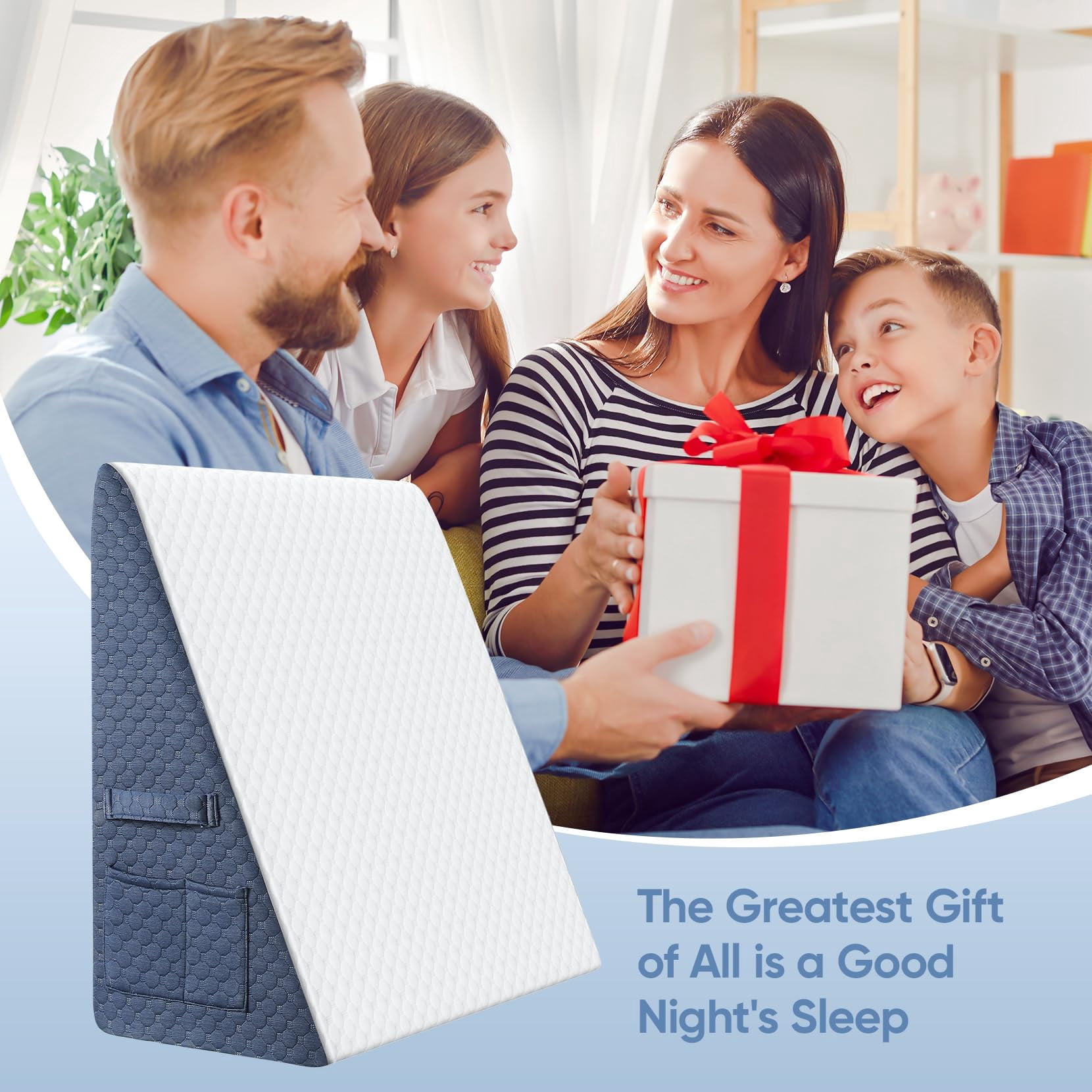 12inch Wedge Pillow For Sleep  Bed Acid Reflux Neck Memory Foam Top Removable Washable Cover Incline Improved