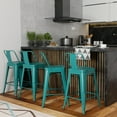thumbnail image 3 of Simpli Home Rayne Industrial Metal 24 inch Metal Counter Height Stool (Set of 4) in Teal Blue, 3 of 11