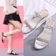 thumbnail image 4 of Large Sandals Women's Middle Heel Rhinestone Casual Slippers Silver Color, 4 of 5