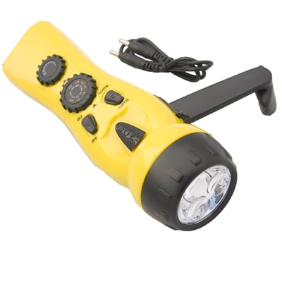 Emergency Zone 4-in-1 Emergency Flashlight, Dynamo AM/FM Radio Flashlight and Cell Phone Charger with a Panic
