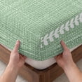 thumbnail image 3 of Twin XL Size Fitted Sheet Set - Sage Green 2 Piece Bedding Sets 16" Deep Pocket Fitted Sheet with 1 Pillowcases, Vintage Minimalist Botanical Stripes Pattern Brushed Microfiber Hotel Bed Sheets, 3 of 9