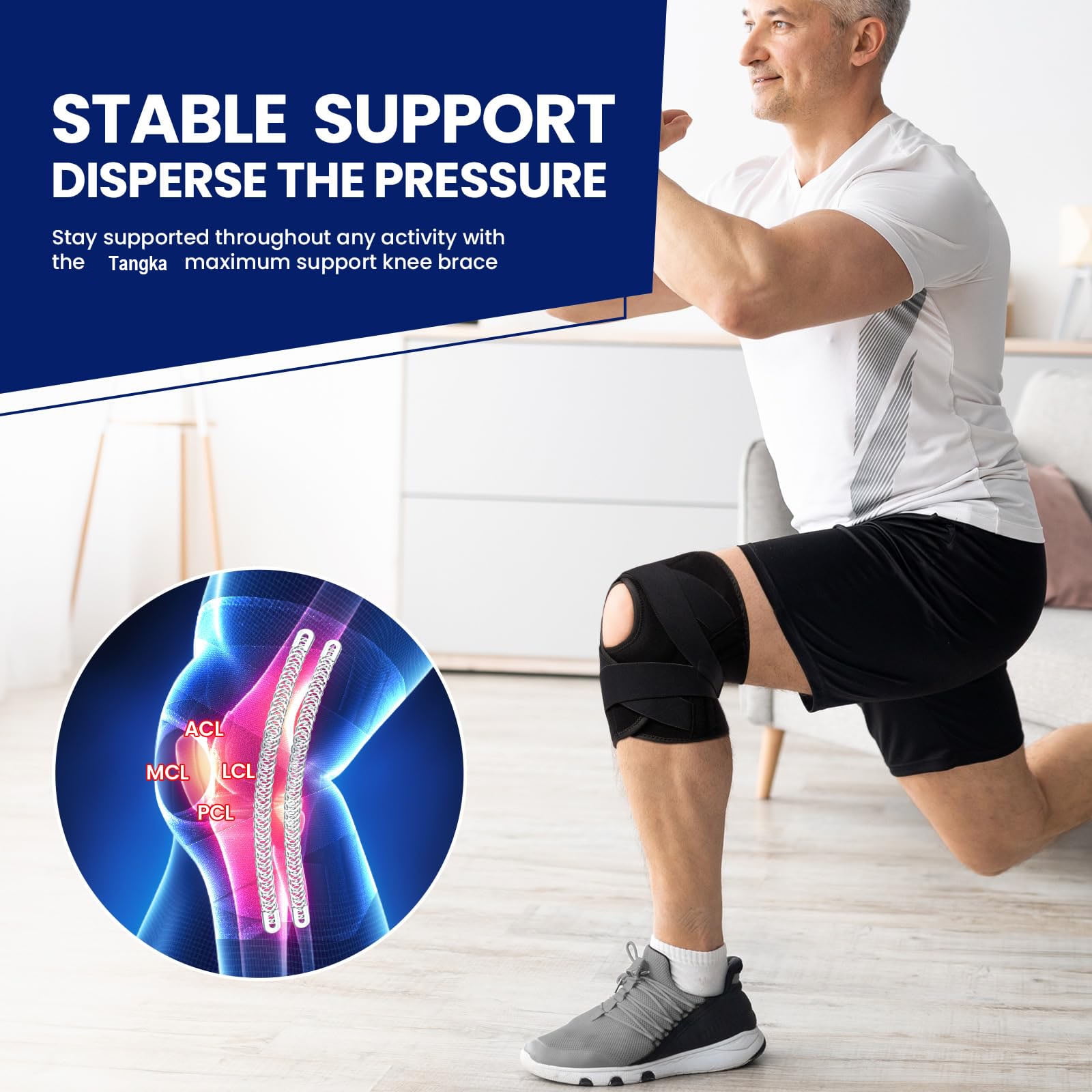 Knee Brace with Side Stabilizers for Meniscus Tear Knee Pain,ACL/MCL Injuries, Compression Knee Sleeve for Knee Pain Arthritis Recovery Joint Support, Joint Pain, Runner, Workout-XXL