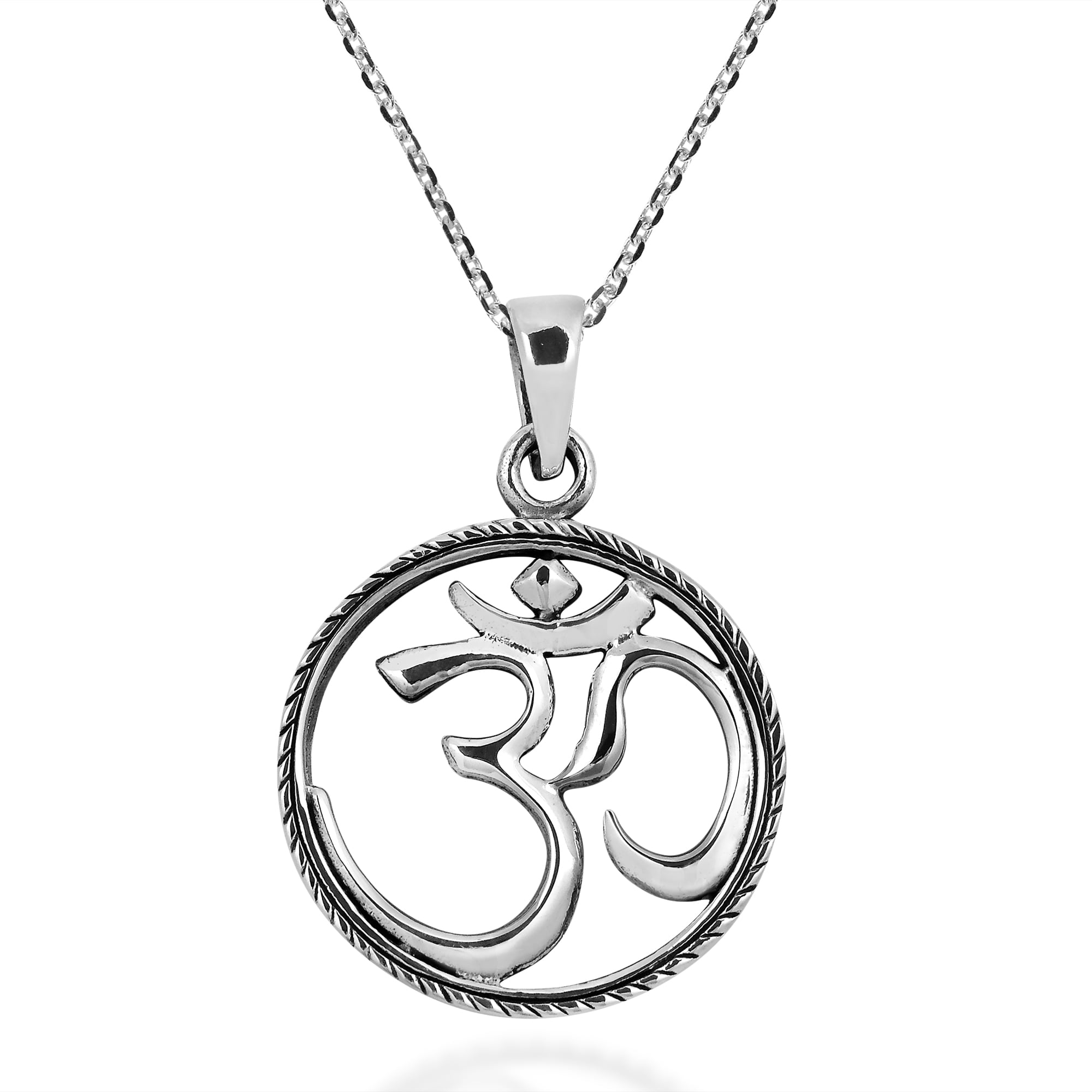 Sacred Om Ohm Aum Small Sterling Silver .925 Pendant Necklace 