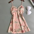 thumbnail image 3 of Deepwonder Goddess Imitation Silk Sexy Deep V Lace Edge Printed Halter Suspender Home Nightdress L, 3 of 5