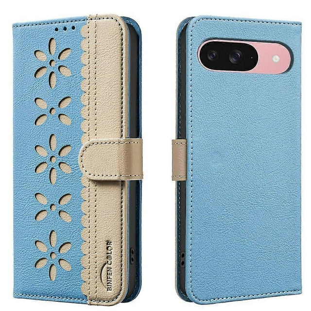 For Google Pixel 8 Pro Leather Case BINFEN COLOR BF36 Floral Pattern Phone Cover RFID Blocking Walle