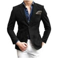 thumbnail image 2 of BiZtdJrK Mens Dress Jackets Suede Notched Lapel One Button Casual Sport Coats Wedding Prom Party Blazer Jacket with Chest Pocket Black L, 2 of 6