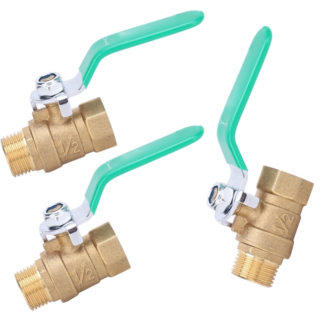 Valve de Tuyau d'Eau, 3 Pcs 1/2 Po Valve d'Eau en Laiton Filetage Femelle Mâle Robuste et Résistant