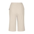 thumbnail image 7 of Dazajoo Womens Knee Length Bermuda Shorts Elastic Waist Drawstring Linen Shorts Summer Capri Shorts with Pockets,Khaki,XXL, 7 of 7