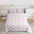 thumbnail image 2 of Feelyou Kawaii Pink Bowknot Full Size Comforter Sets, Cartoon Love Heart Bedding Comforter Set, Square Buffalo Plaid Reversible Bedding Sets, Super Cozy Room Decor, 3-Piece, 2 of 8